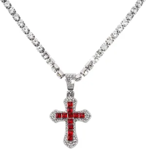 Cross Necklace for Men Silver Diamond Pendant Chain Necklace for Men Gothic Cross Pendant Mens Cross Necklaces Stainless Steel Cross Necklace for Women