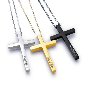 Cross Necklace for Women, Men Personalized, Silver, Gold, Black, Christian Faith Religious Gifts, Stainless Steel Cross Pendant Necklace for Women, Men, Religious First Communion Jewelry Gift
