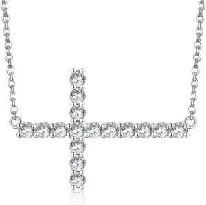 Cross Necklace for Women Yellow/White Gold Plated Sterling Silver CZ Simulated Diamond Cross Pendant Necklace Easter Birthday Mother's Day Gift 18" Chain Jewelry