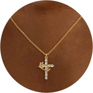 Cross Rotated Crown Necklaces for Women: Trendy Dainty 14K Gold/Silver/Rose Gold Plated Charm Necklace Large Diamond Pendant Womens Necklace Fashion Jewelry for Women