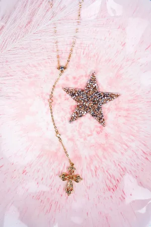 Crystal Avenue Believe In Me Goldtone Cross Y Necklace
