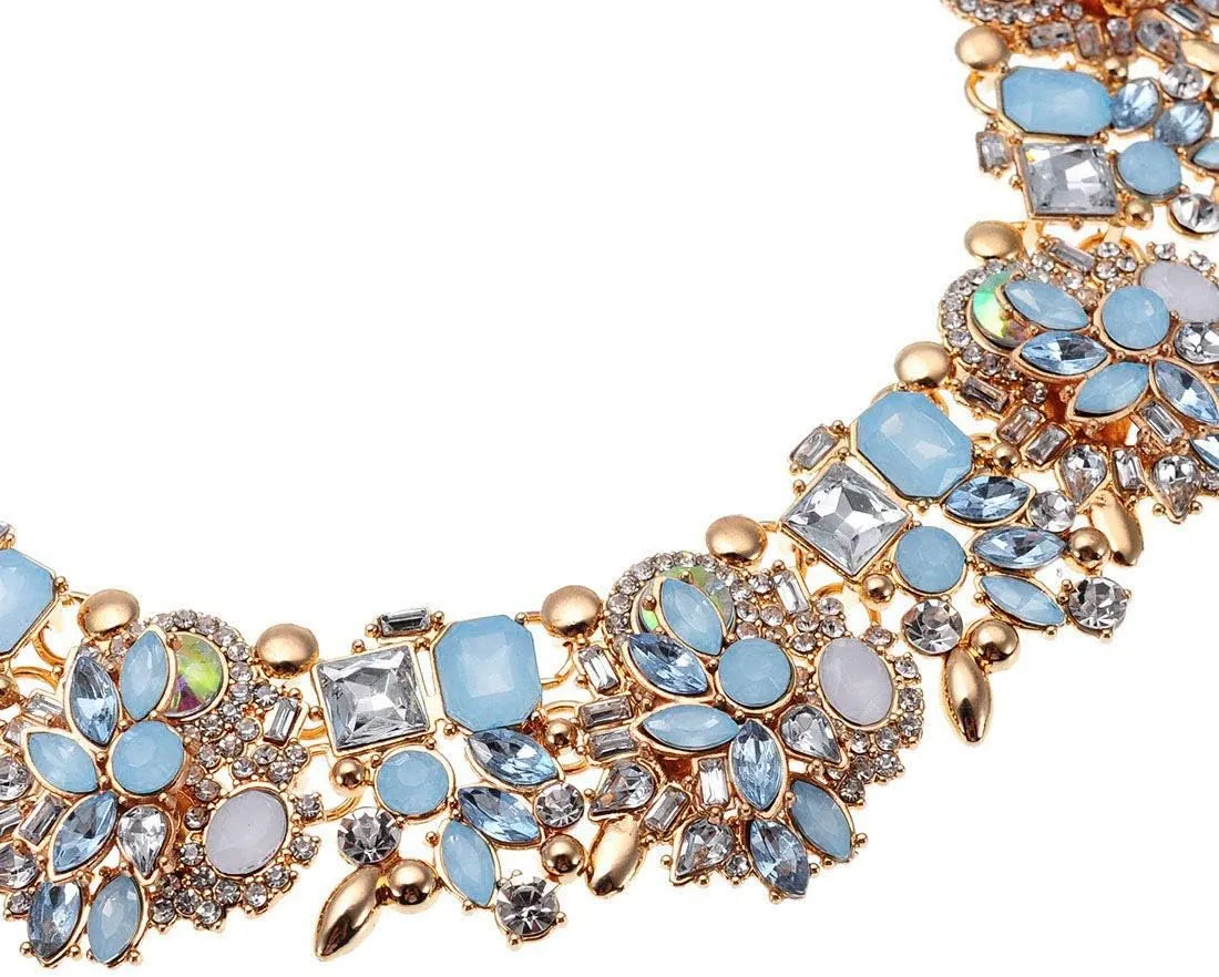 Crystal Rhinestone Statement Necklace, Vintage Chunky Chain Choker Collar Bib Statement Necklace Fashion Costume Jewelry Necklaces for Women