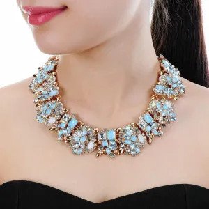 Crystal Rhinestone Statement Necklace, Vintage Chunky Chain Choker Collar Bib Statement Necklace Fashion Costume Jewelry Necklaces for Women