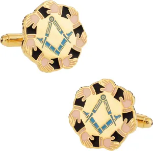 Cuff-Daddy Freemason Masonic Loving Brotherhood Hands Cufflinks for Masons with Presentation Box