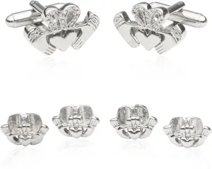 Cuff-Daddy Irish Claddagh Silver Cufflinks & Studs with Presentation Box