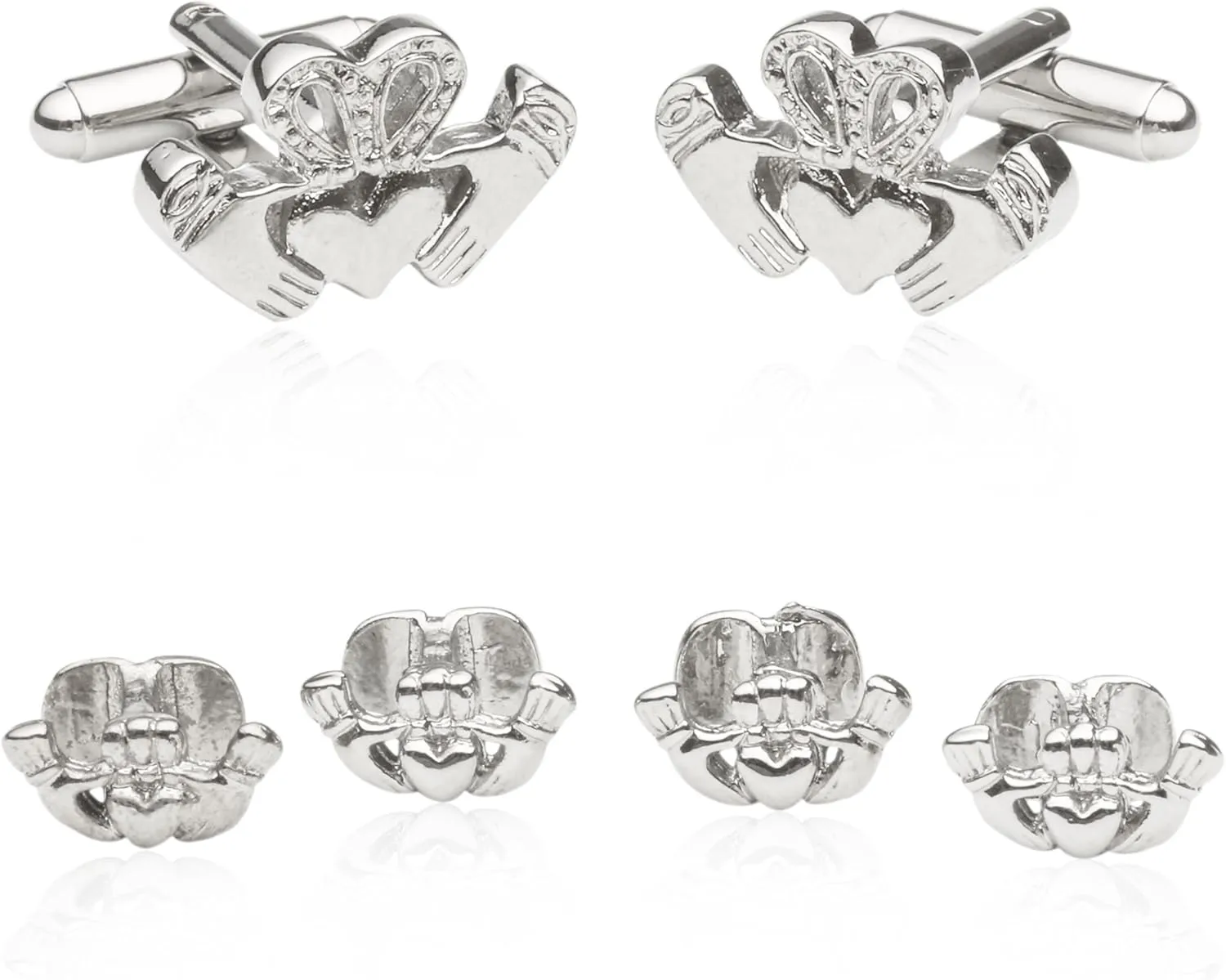 Cuff-Daddy Irish Claddagh Silver Cufflinks & Studs with Presentation Box
