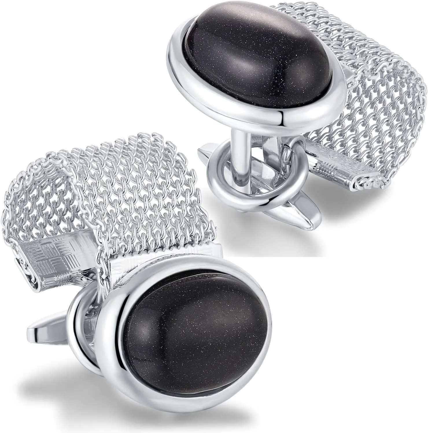 Cufflinks for men Black Stone with Chain Shirt cuff links, suitable for Formal Business Wedding Shirts in Gift Box