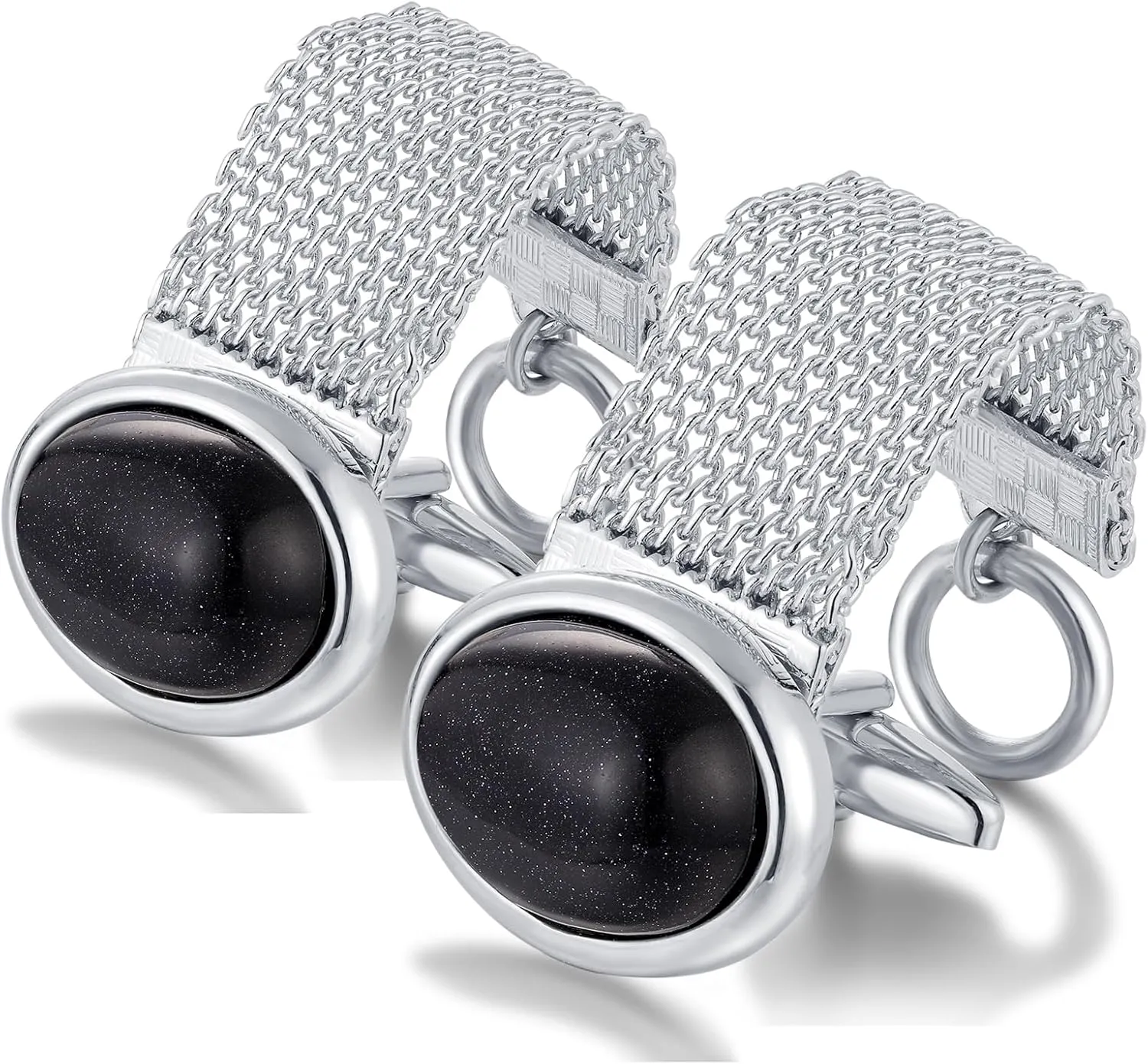 Cufflinks for men Black Stone with Chain Shirt cuff links, suitable for Formal Business Wedding Shirts in Gift Box