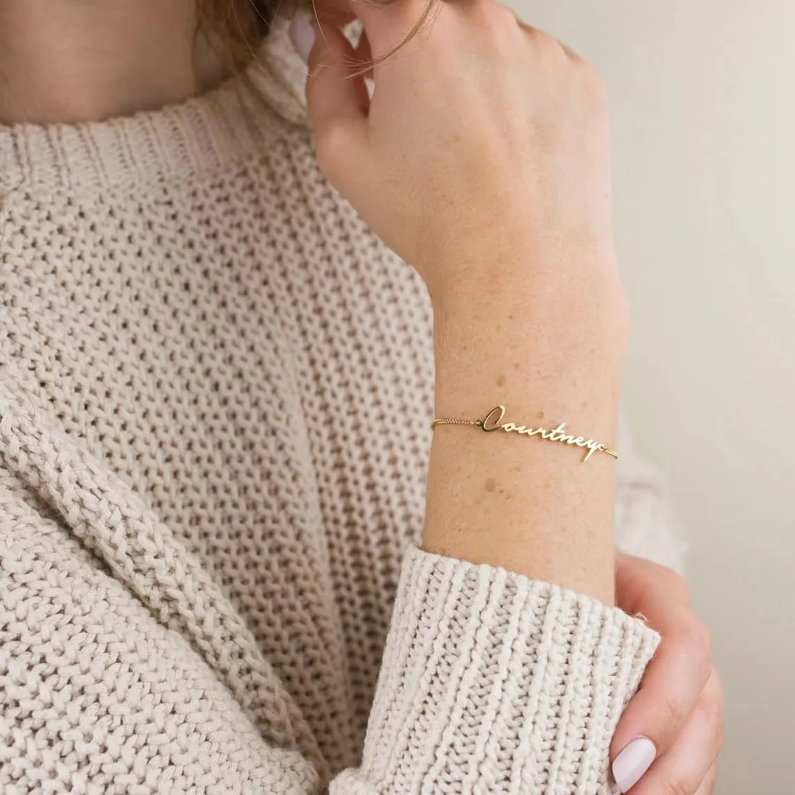 Custom Bracelet for Women - 14K Gold Plated Adjustable Name Anklet Bracelets Personalized, Customized Bracelet Birthday Gift for Women
