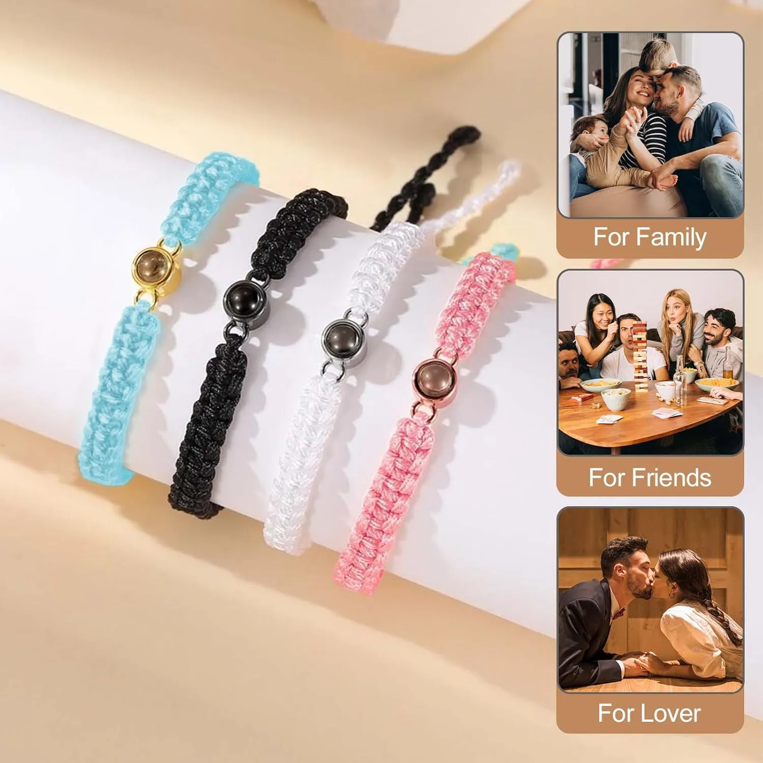 Custom Bracelet with Picture Inside,Projection Picture Bracelet Personalized Photo,Customized Photo Bracelets Gifts Memorial Gifts for Couples/Women/Men