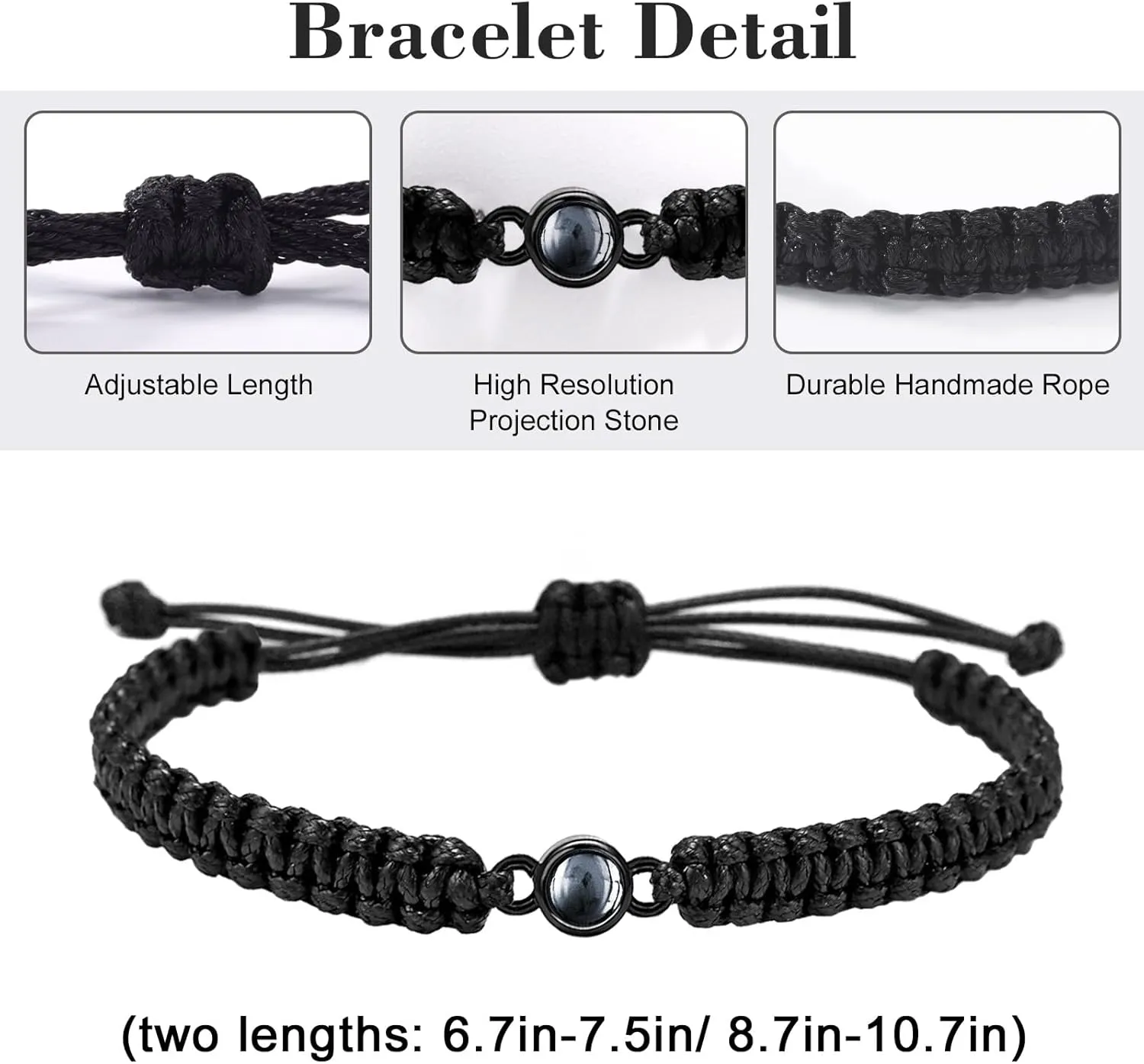 Custom Bracelet with Picture Inside,Projection Picture Bracelet Personalized Photo,Customized Photo Bracelets Gifts Memorial Gifts for Couples/Women/Men