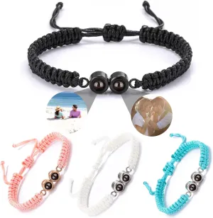 Custom Bracelets with 2 Picture Inside Picture Bracelet Personalized Photo Projection Bracelets Memorial Gifts for Women Men Couples Friend Mothers Fathers Day Dog Cat Birthday Anniversary