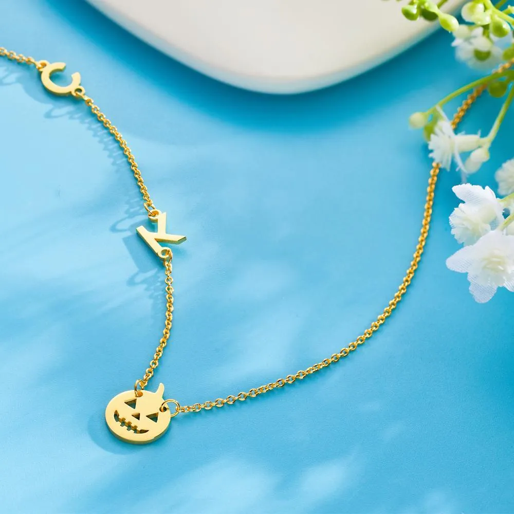Custom Engraved Necklace Pumpkin Shaped Halloween Gift