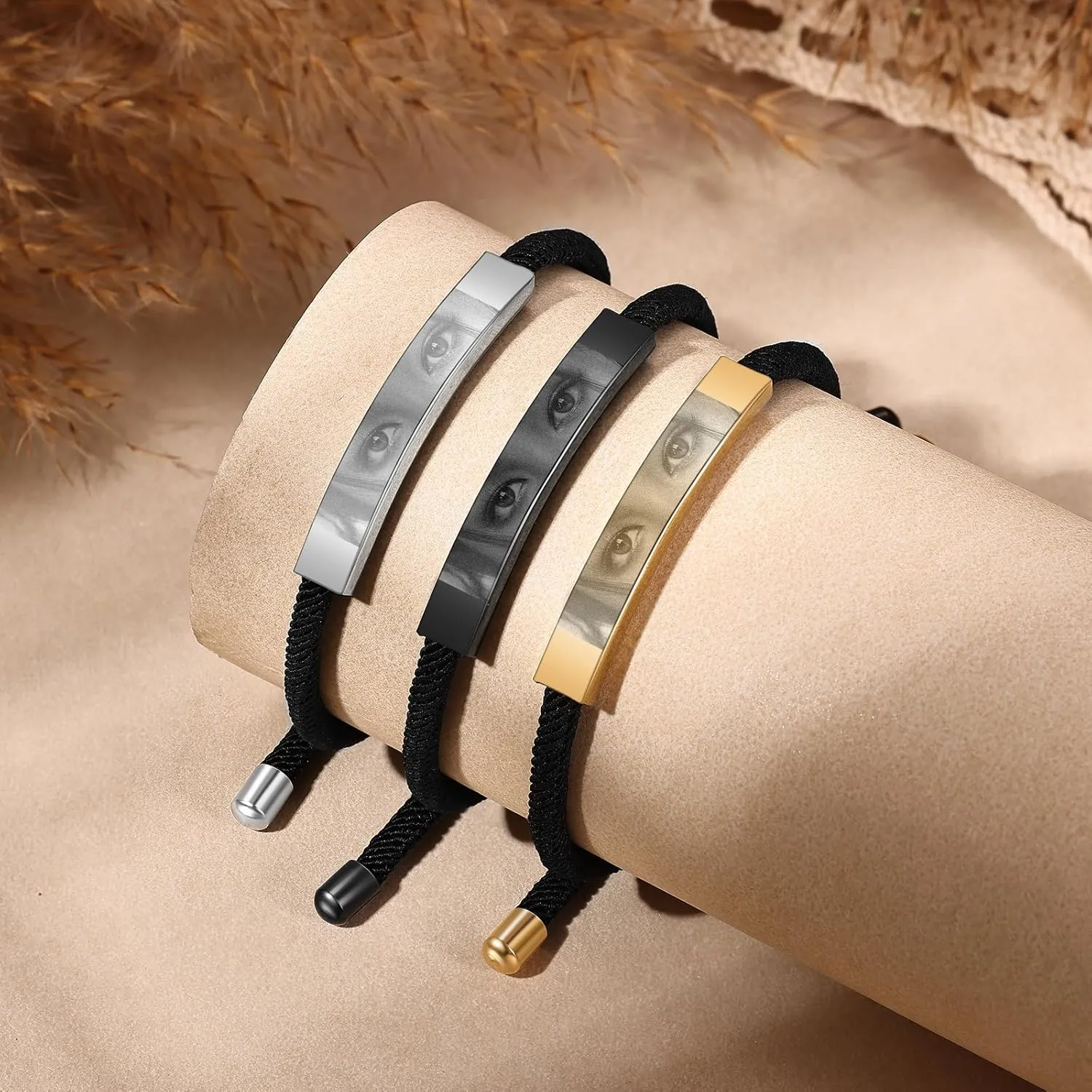 Custom Eye Photo Bracelet for Women Men Personalized Braided Bracelet with Eye Gifts for Couples Valentines