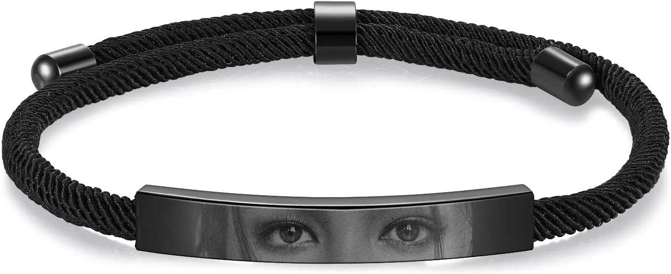 Custom Eye Photo Bracelet for Women Men Personalized Braided Bracelet with Eye Gifts for Couples Valentines