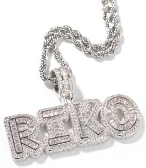 Custom Made Hip Hop Initial Name Pendant Necklace Personalized, Iced Out Jewelry Cz Diamond 14k Gold Silver Copper Letter Charm with Rope/Tennis Chain, Customize Name Plate Gift for Men Woman