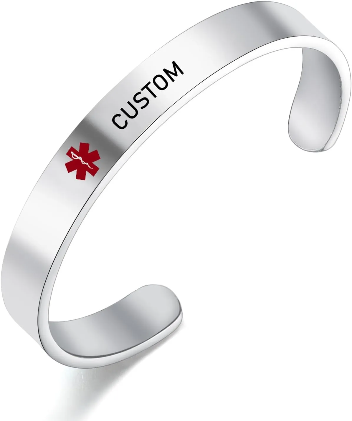 Custom Medical Alert Bracelets for Men & Women Customizable Free Engraving Stainless Steel Emergency Personalized Medical ID Wristband Bangle