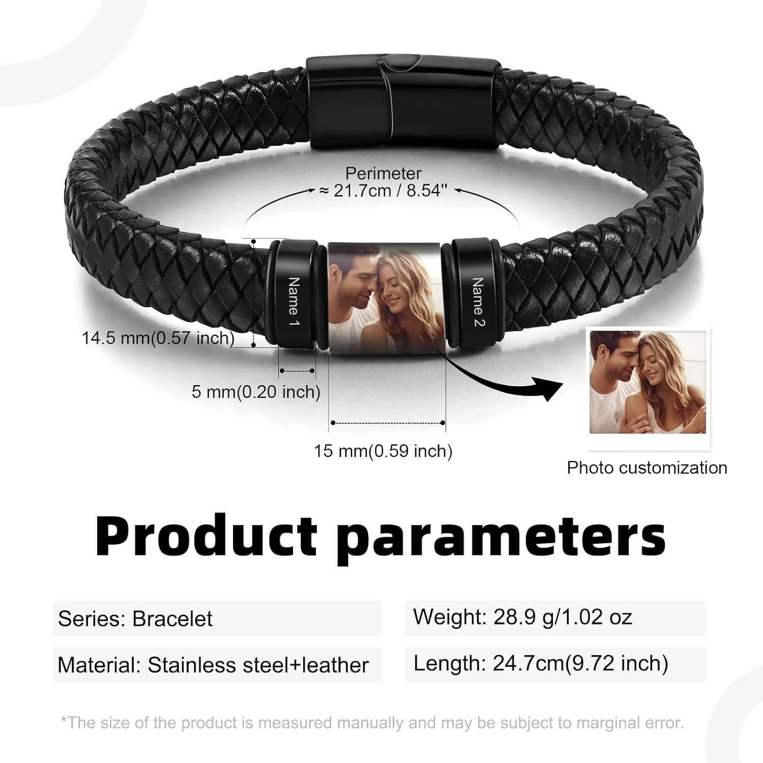 Custom Name Bracelets for Men Picture Bracelet Personalized Photo Bracelet Gifts for Dad Boyfriend Fathers Day