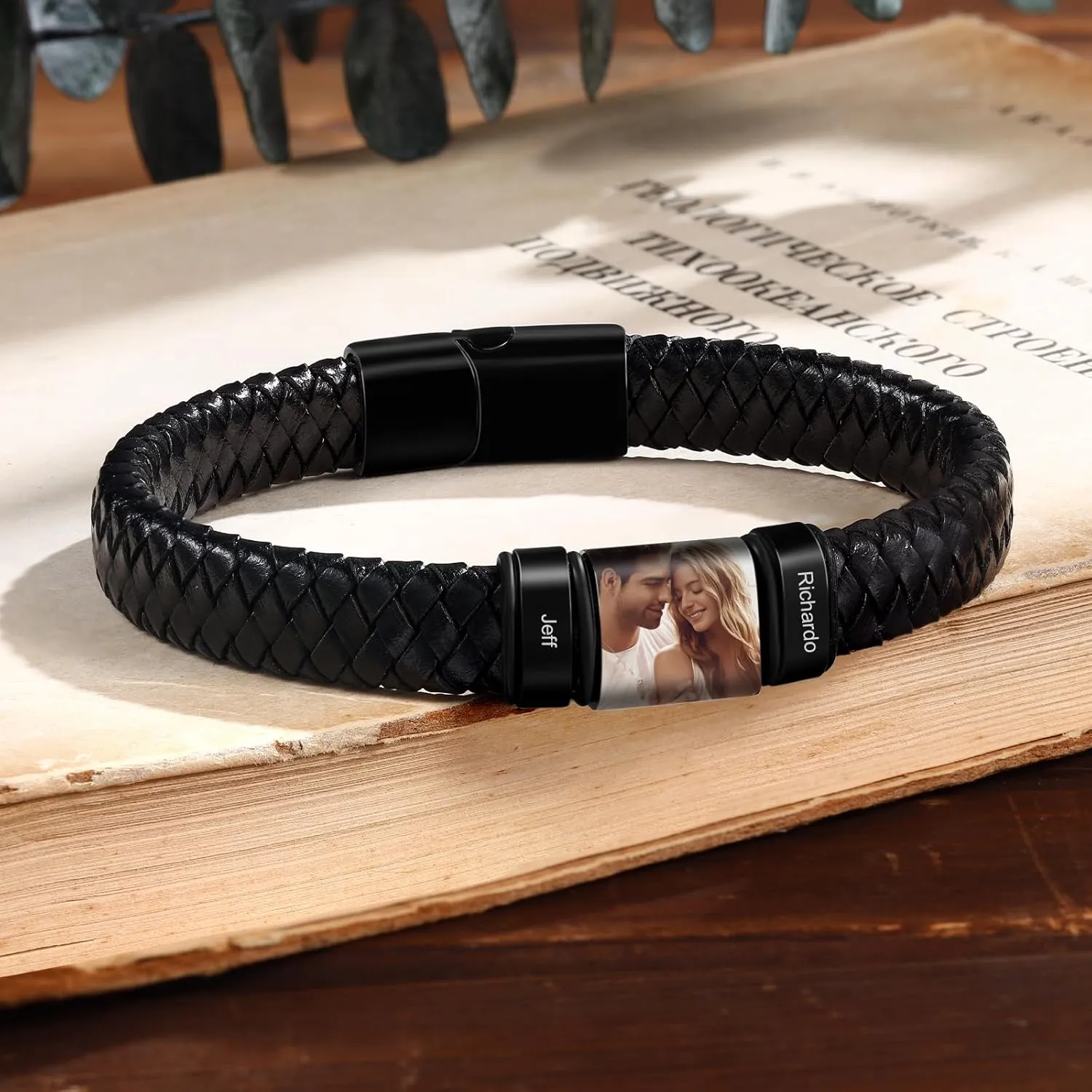 Custom Name Bracelets for Men Picture Bracelet Personalized Photo Bracelet Gifts for Dad Boyfriend Fathers Day