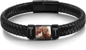 Custom Name Bracelets for Men Picture Bracelet Personalized Photo Bracelet Gifts for Dad Boyfriend Fathers Day
