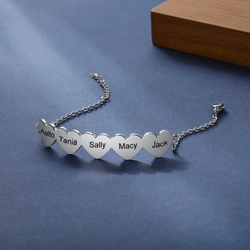 Custom Names Bracelet for Women, Personalized Date Stainless Steel Mother Daughter Bracelet BFF Sisters Heart Bracelets for Women
