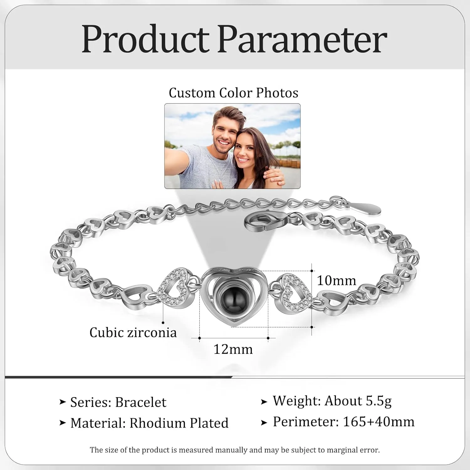 Custom Picture Bracelet - Personalized Photo Projection Memorial Mom Gifts for Women, Wife, Nana, Bff