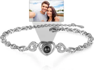 Custom Picture Bracelet - Personalized Photo Projection Memorial Mom Gifts for Women, Wife, Nana, Bff