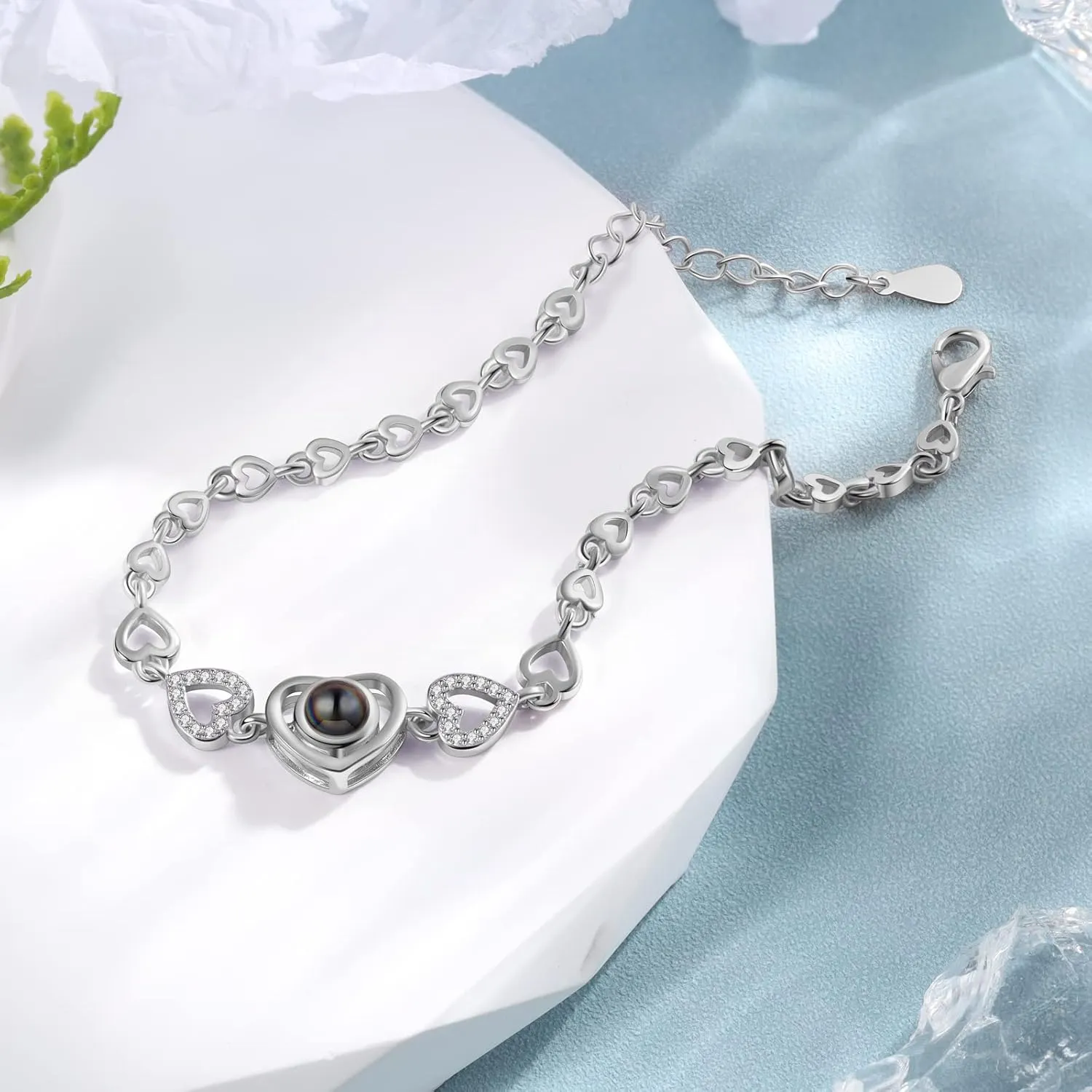 Custom Picture Bracelet - Personalized Photo Projection Memorial Mom Gifts for Women, Wife, Nana, Bff