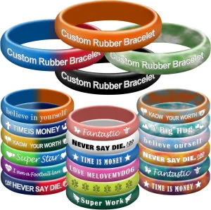 Custom Rubber Bracelets 10-5000Pieces Personalized Silicone Wristbands BulkwithTextClipart for EventsGifts Support Fundraiser