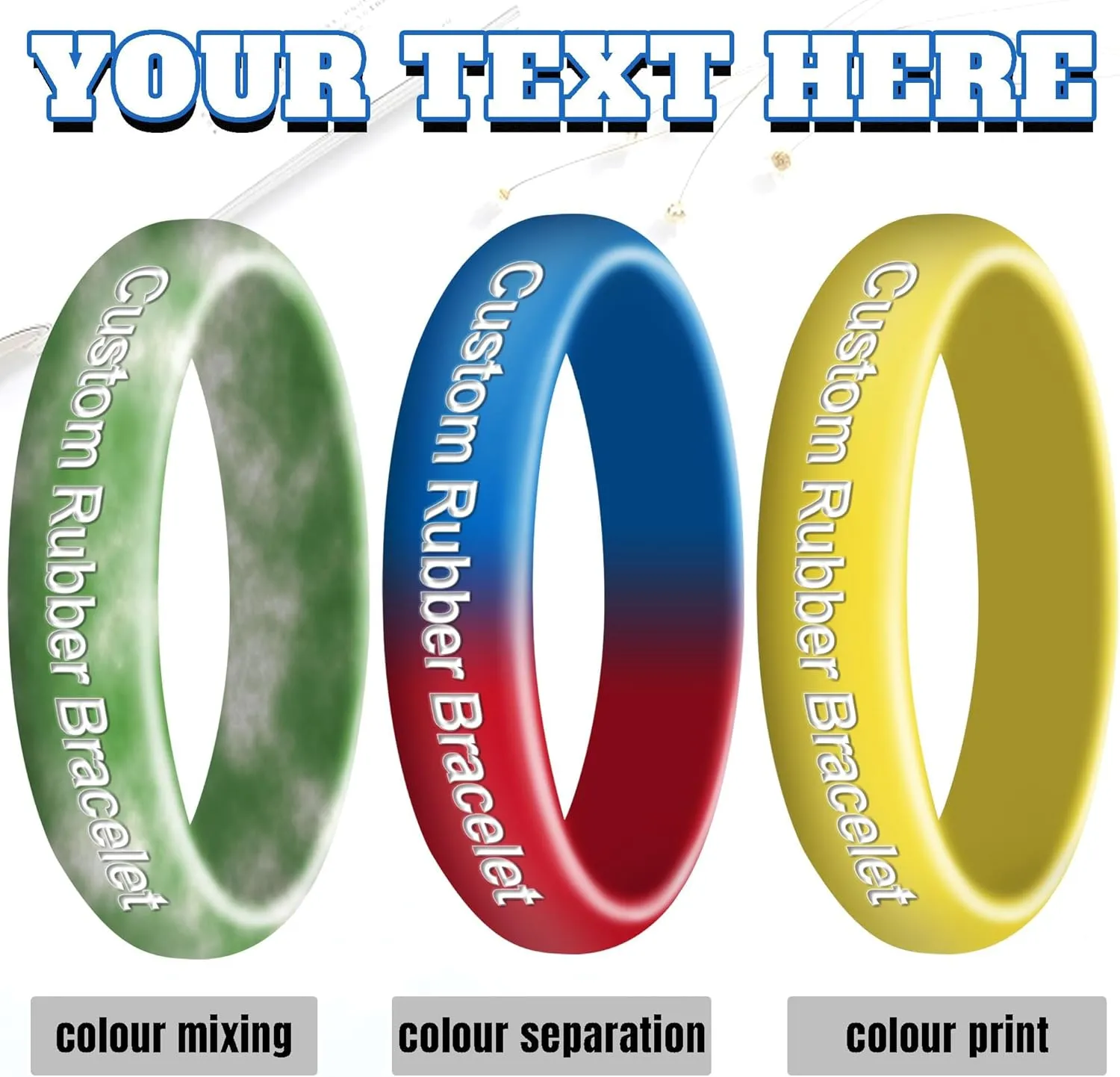 Custom Rubber Bracelets 10-5000Pieces Personalized Silicone Wristbands BulkwithTextClipart for EventsGifts Support Fundraiser