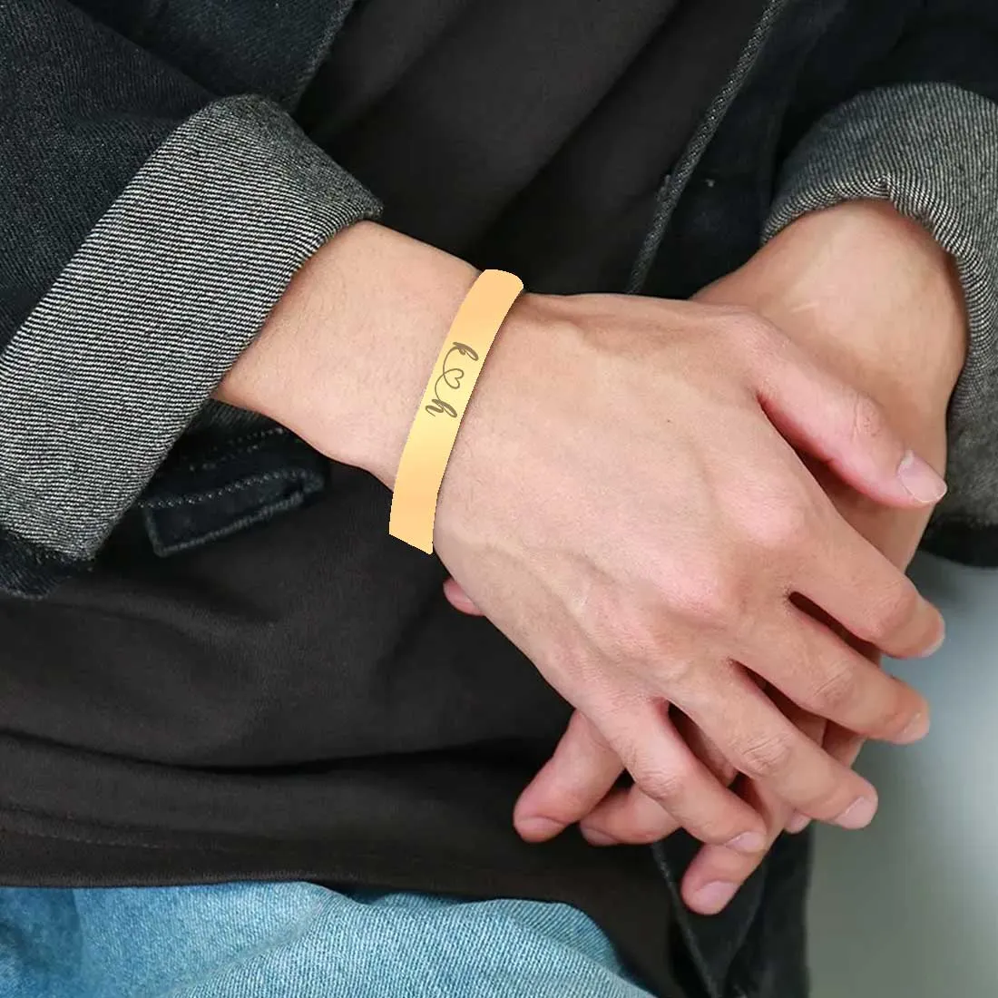 Customized Bracelets for Boyfriend Girlfriend Valentines Day Gift - Rose Gold Plated/Black Rhodium/Gold Plated