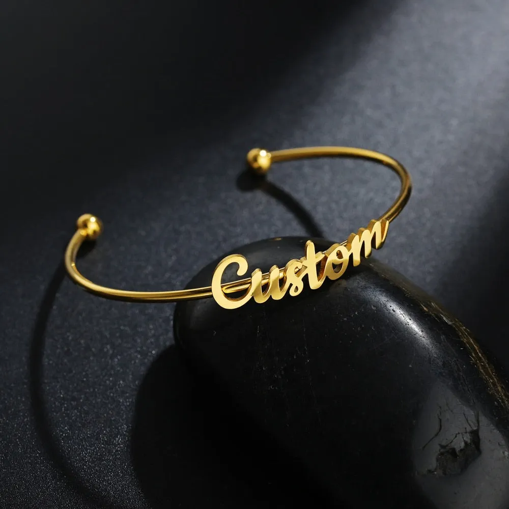 Customized Letter Name Bracelet Bangles for Women Men Chrismas Jewelry Gift