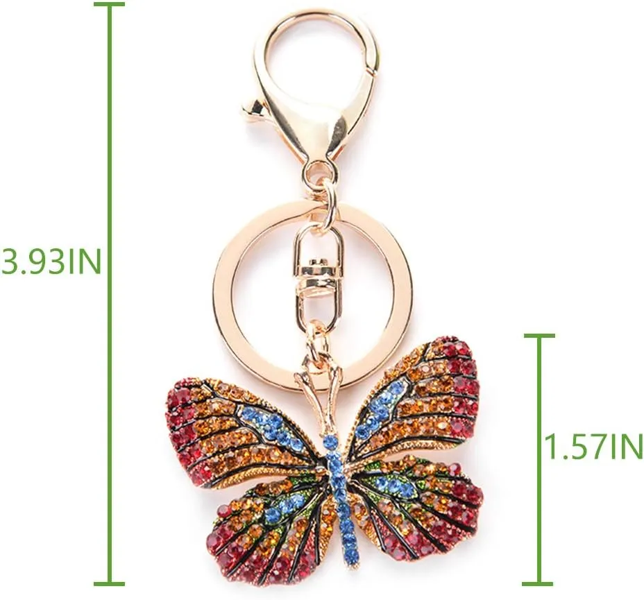 Cute Butterfly Shape Crystal Rhinestone Sparkling Keychain Bag Pendant Handbag Charm for Women Girls