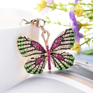Cute Butterfly Shape Crystal Rhinestone Sparkling Keychain Bag Pendant Handbag Charm for Women Girls