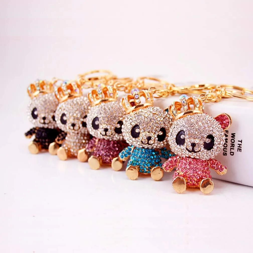Cute Panda Shape Crystal Rhinestone Sparkling Keychain Bag Pendant Handbag Charm for Women Girls