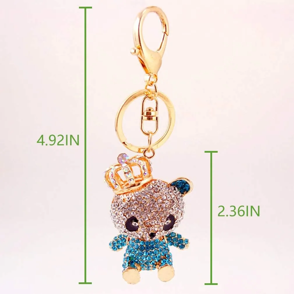 Cute Panda Shape Crystal Rhinestone Sparkling Keychain Bag Pendant Handbag Charm for Women Girls