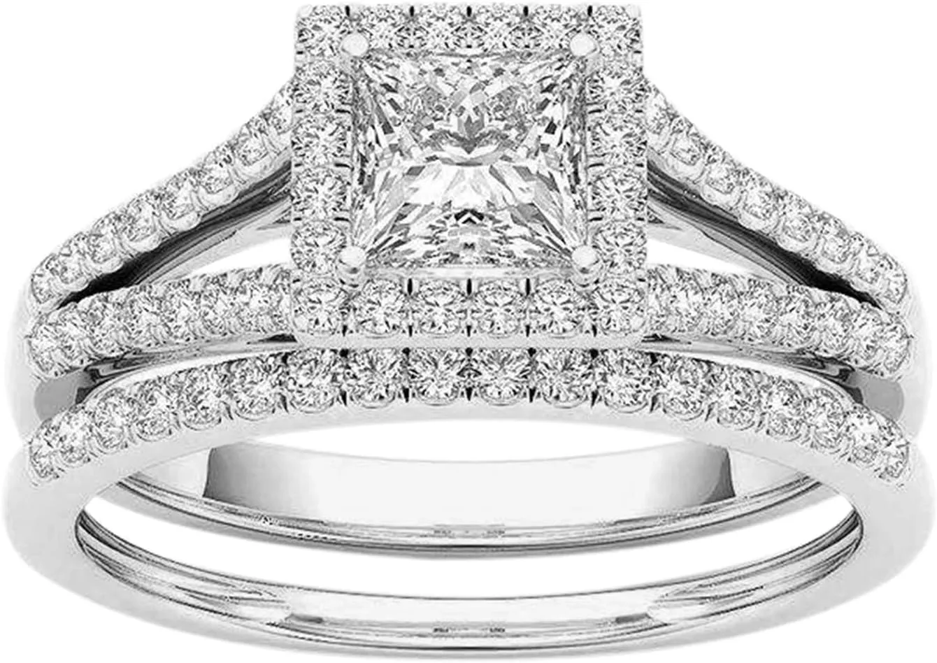 Cute Ring Couple Rings Classic Gold-Plated Ring Inlaid Zircon Jewelry Rings Casual Ring (Silver, 5)