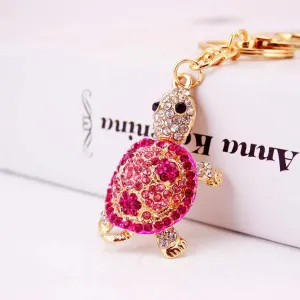 Cute Turtle Shape Crystal Rhinestone Sparkling Keychain Bag Pendant Handbag Charm for Women Girls