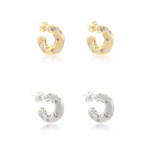 Cz Cluster Hoop Earrings