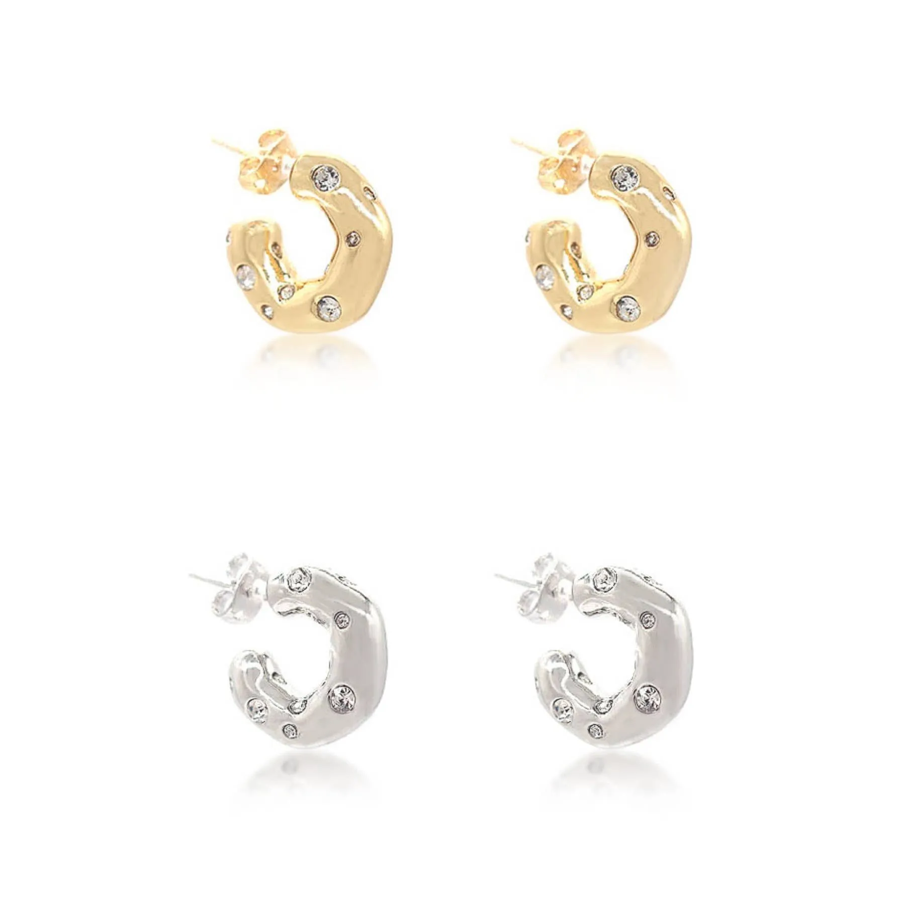 Cz Cluster Hoop Earrings