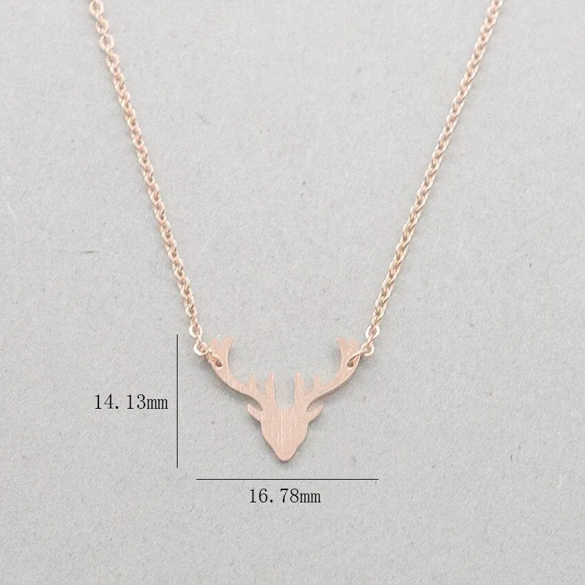 Dainty Elk Antler Pendant Necklace Stainless Steel