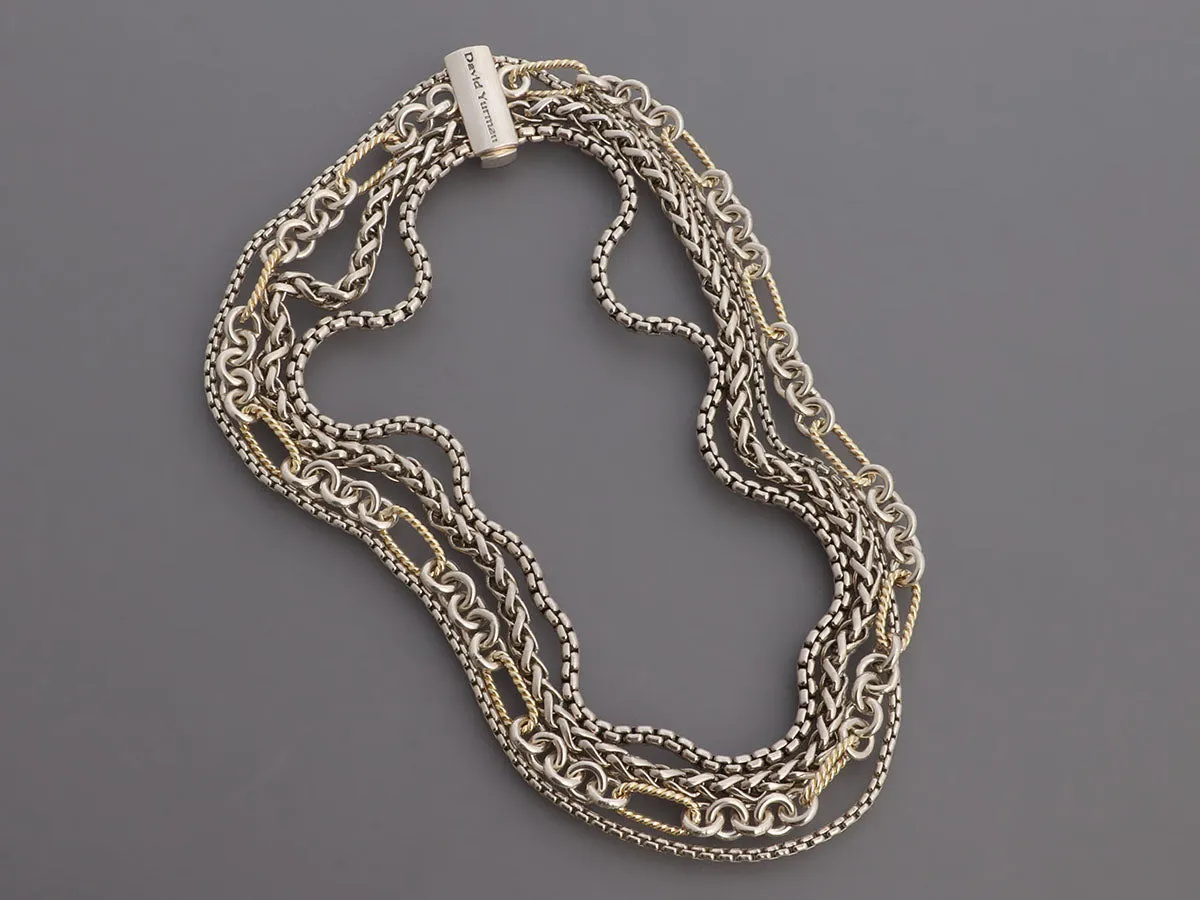 David Yurman Two-Tone 4-Row Layered Bib Necklace