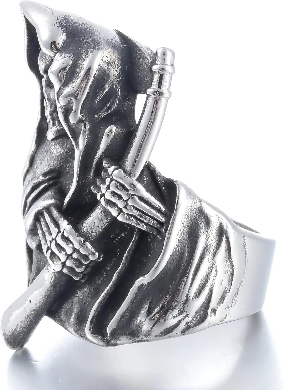 Death Skull Ring for Men Stainless Steel Jewelry Biker Rings Scary Death Ring Skull for Gifts