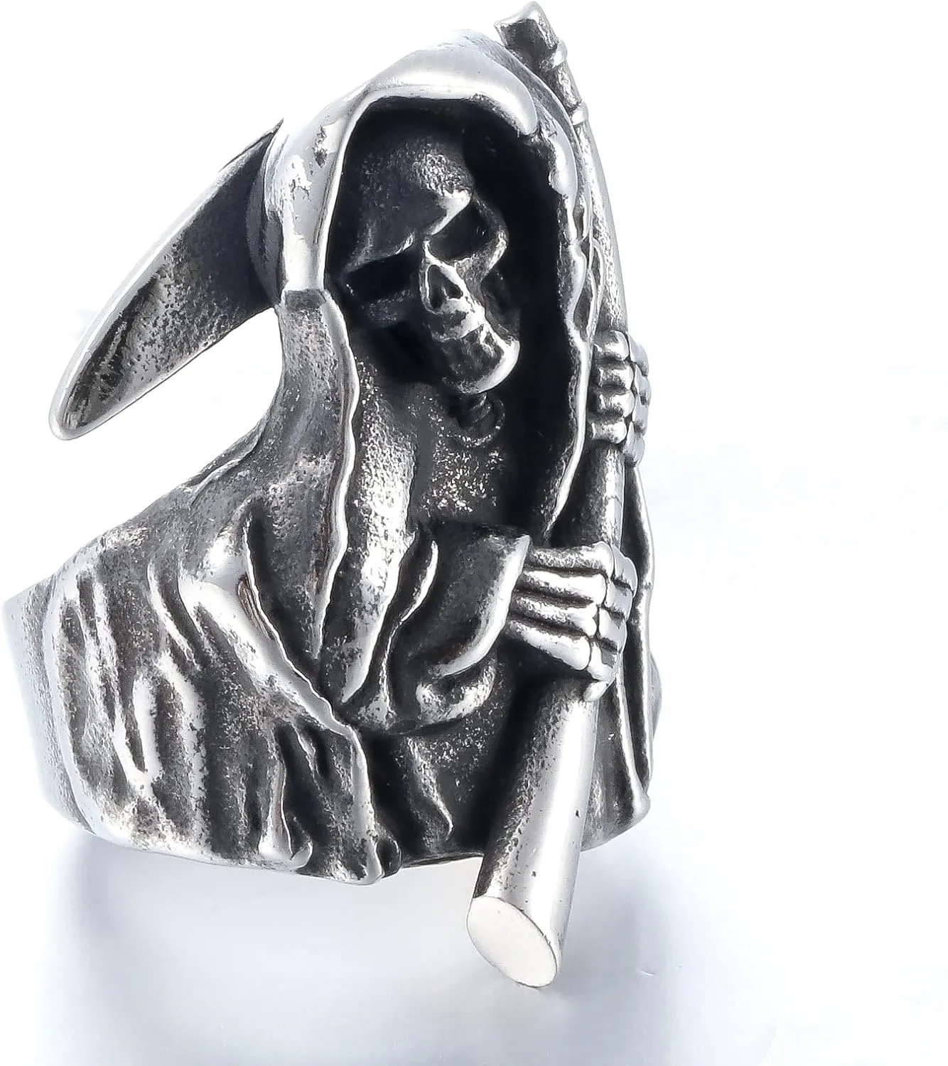 Death Skull Ring for Men Stainless Steel Jewelry Biker Rings Scary Death Ring Skull for Gifts