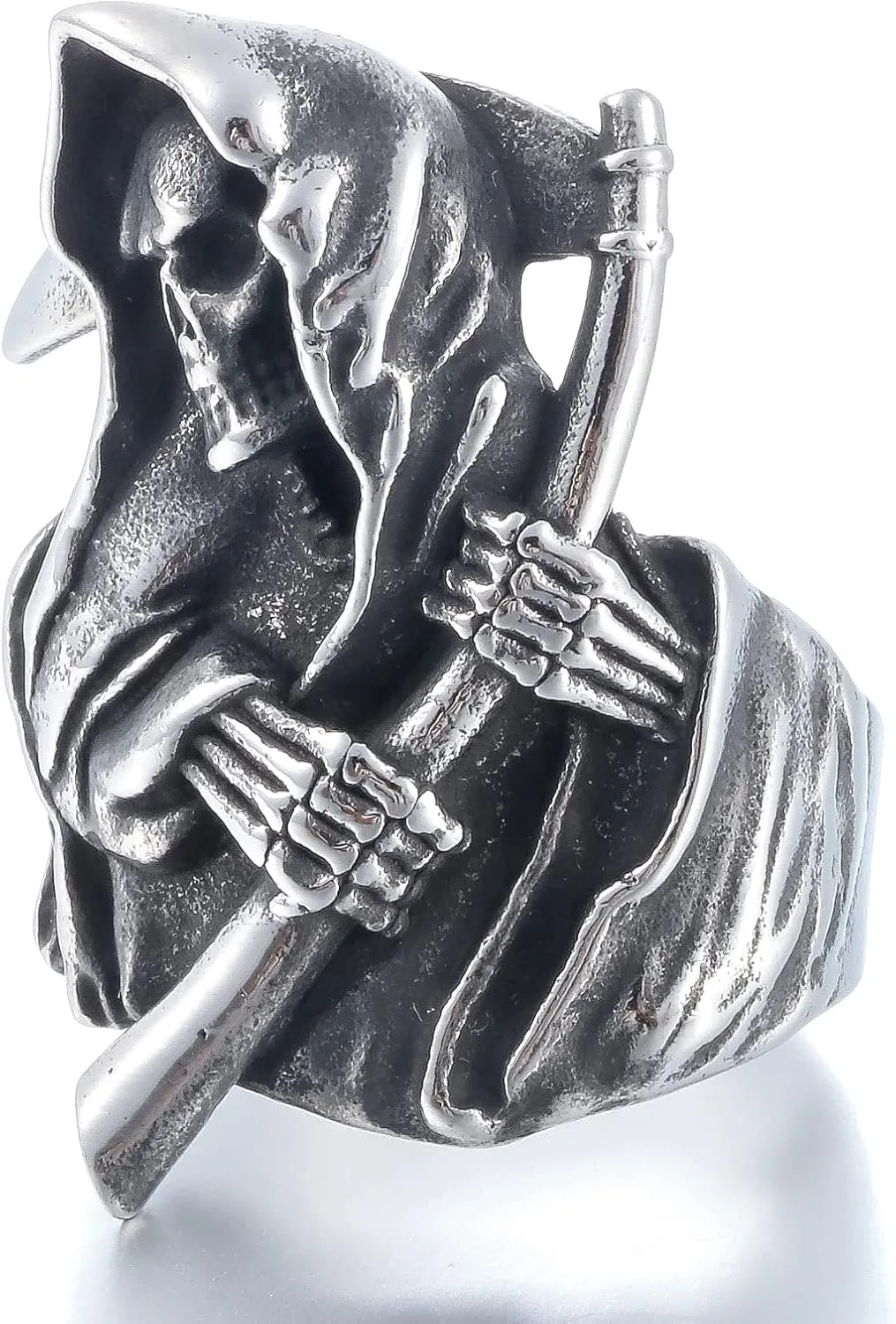Death Skull Ring for Men Stainless Steel Jewelry Biker Rings Scary Death Ring Skull for Gifts