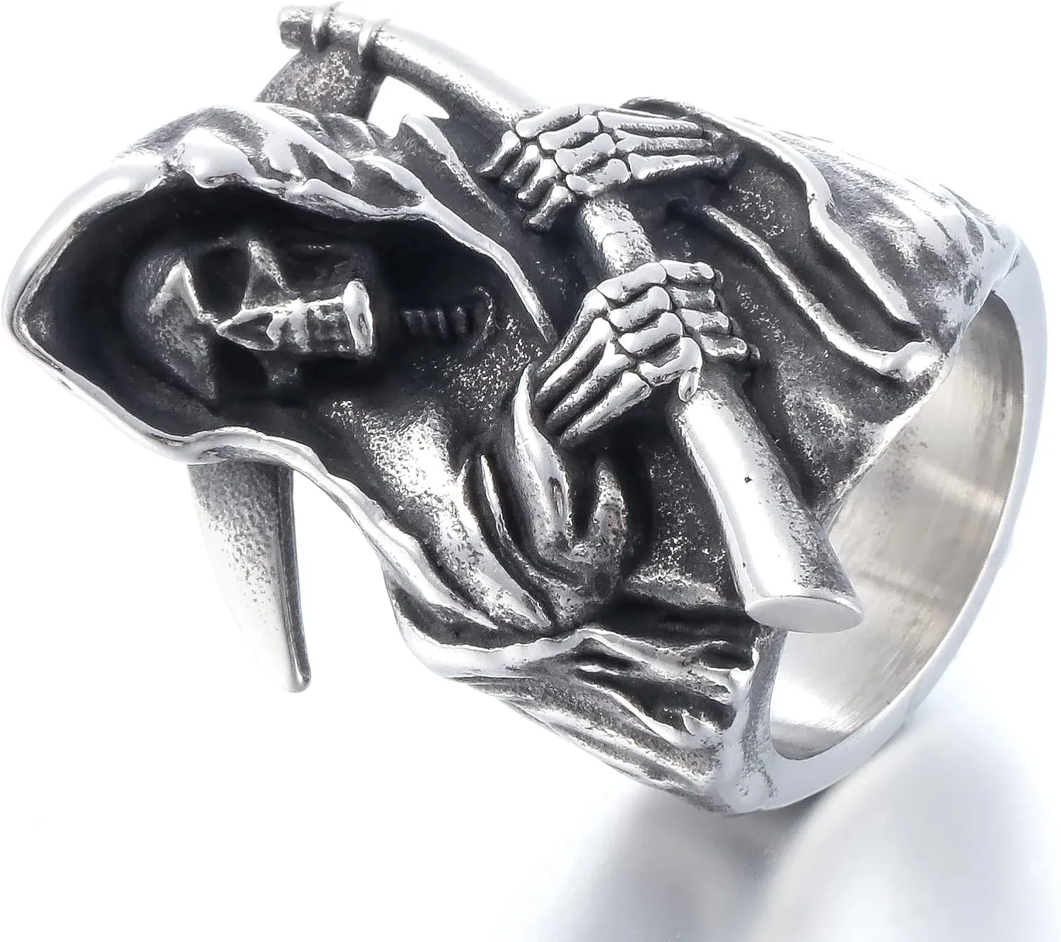 Death Skull Ring for Men Stainless Steel Jewelry Biker Rings Scary Death Ring Skull for Gifts