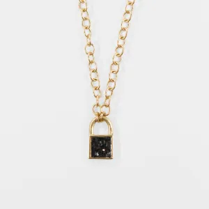 Delphine Deco Black Diamond Lock  Necklace - Joya