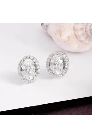 Detachable Oval Halo Solitaire Studs