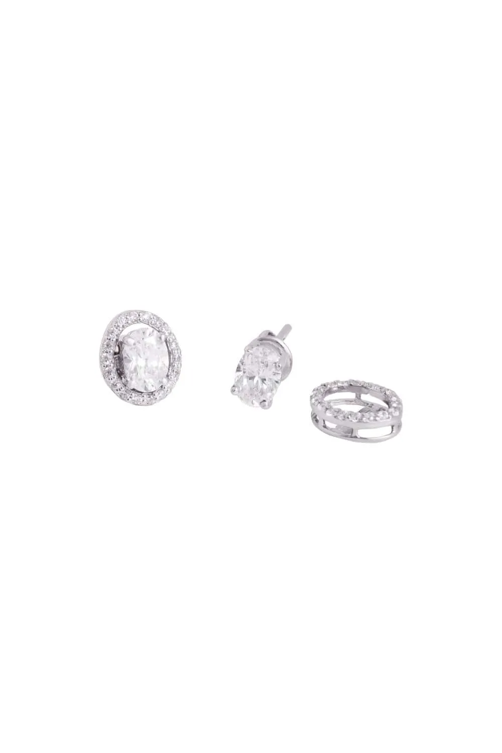 Detachable Oval Halo Solitaire Studs
