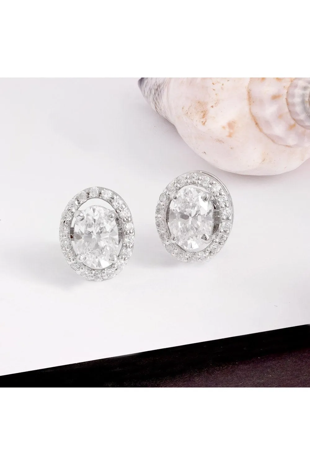 Detachable Oval Halo Solitaire Studs